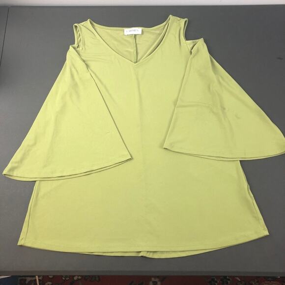Carmen Mark Valvo green  Cold-shoulder blouse medium - Picture 3 of 8